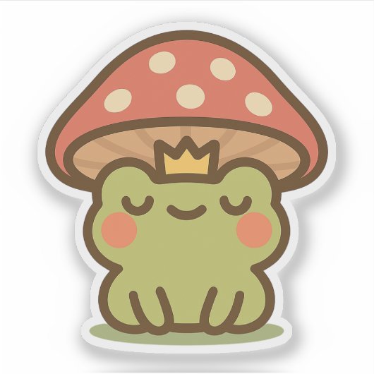 キノコの下のカエル シール (正面)