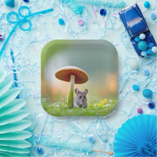 キノコの下のネズミ ペーパープレート (パーティー)