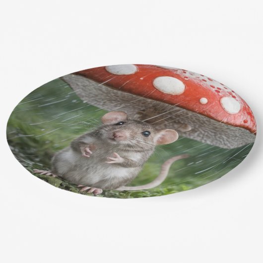 キノコの下のマウス ペーパープレート (アングル)