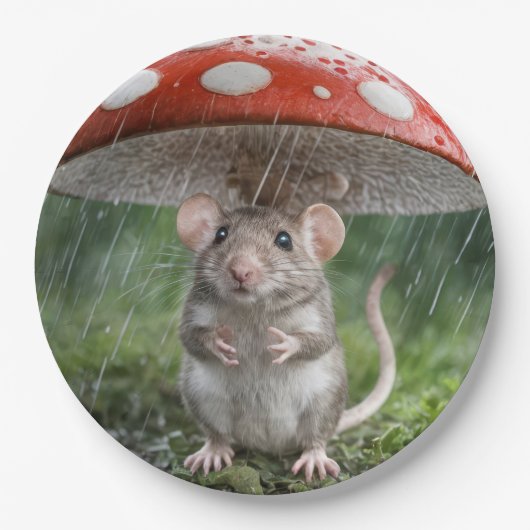 キノコの下のマウス ペーパープレート (正面)