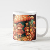 キノコの下の可愛い小さな小妖精や小人 ジャンボコーヒーマグカップ (右)