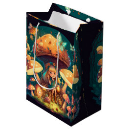 キノコの下の可愛遊い小人抱き枕 ミディアムペーパーバッグ