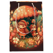 キノコの下の可愛遊い小人抱き枕 ミディアムペーパーバッグ (正面)