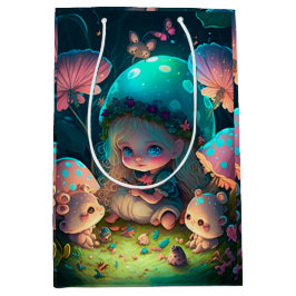 キノコの下の可愛遊い小人抱き枕 ミディアムペーパーバッグ