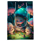 キノコの下の可愛遊い小人抱き枕 ミディアムペーパーバッグ (裏面)