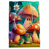 キノコの下の可愛遊い小人抱き枕 ミディアムペーパーバッグ (正面)