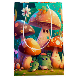 キノコの下の可愛遊い小人抱き枕 ミディアムペーパーバッグ