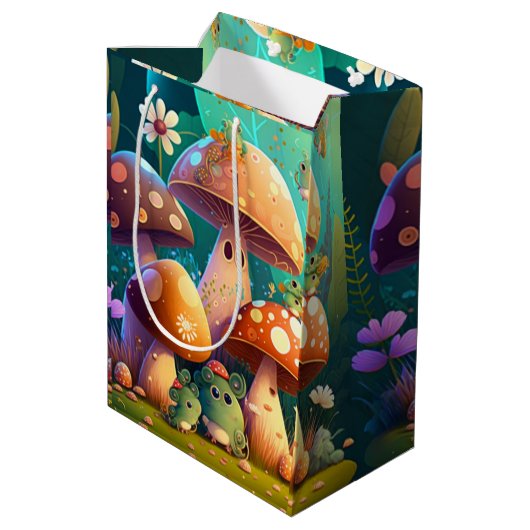 キノコの下の可愛遊い小人抱き枕 ミディアムペーパーバッグ (裏面アングル)