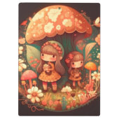 キノコの下の2つの可愛い小さな小妖精や小人クリップボード クリップボード (裏面)