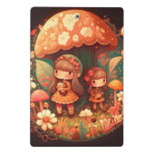 キノコの下の2つの可愛い小さな小妖精や小人クリップボード ミニクリップボード (裏面)