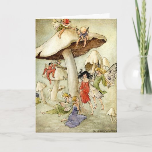 「キノコの丘の上」誕生日 カード (正面)