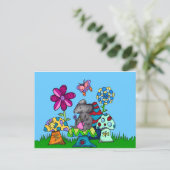 キノコの中の愛らしいネズミ ポストカード (スタンド正面)