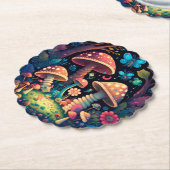 キノコの丸薬の下遊にかわいい小人 ペーパーコースター (アングル)