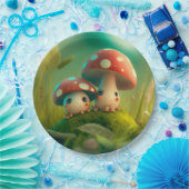 キノコの丸薬の下遊にかわいい小人 ペーパープレート (パーティー)