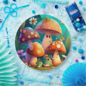 キノコの丸薬の下遊にかわいい小人 ペーパープレート (パーティー)