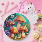 キノコの丸薬の下遊にかわいい小人 ペーパープレート (パーティー)