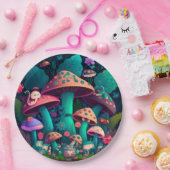 キノコの丸薬の下遊にかわいい小人 ペーパープレート (パーティー)