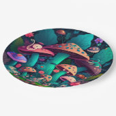 キノコの丸薬の下遊にかわいい小人 ペーパープレート (アングル)