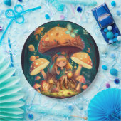 キノコの丸薬の下遊にかわいい小人 ペーパープレート (パーティー)