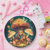 キノコの丸薬の下遊にかわいい小人 ペーパープレート (パーティー)