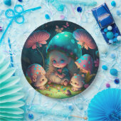 キノコの丸薬の下遊にかわいい小人 ペーパープレート (パーティー)