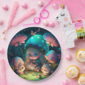 キノコの丸薬の下遊にかわいい小人 ペーパープレート (パーティー)