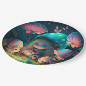 キノコの丸薬の下遊にかわいい小人 ペーパープレート (アングル)