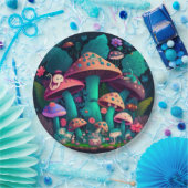 キノコの丸薬の下遊にかわいい小人 ペーパープレート (パーティー)