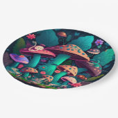 キノコの丸薬の下遊にかわいい小人 ペーパープレート (アングル)