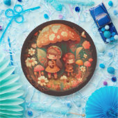 キノコの丸薬の下遊にかわいい小人 ペーパープレート (パーティー)