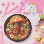 キノコの丸薬の下遊にかわいい小人 ペーパープレート (パーティー)