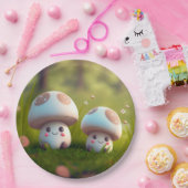 キノコの丸薬の下遊にかわいい小人 ペーパープレート (パーティー)