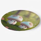 キノコの丸薬の下遊にかわいい小人 ペーパープレート (アングル)