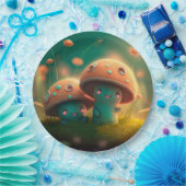 キノコの丸薬の下遊にかわいい小人 ペーパープレート (パーティー)