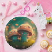 キノコの丸薬の下遊にかわいい小人 ペーパープレート (パーティー)