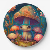 キノコの丸薬の下遊にかわいい小人 ペーパープレート (正面)