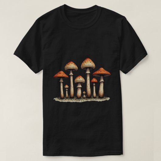 キノコの列 Tシャツ (デザイン正面)