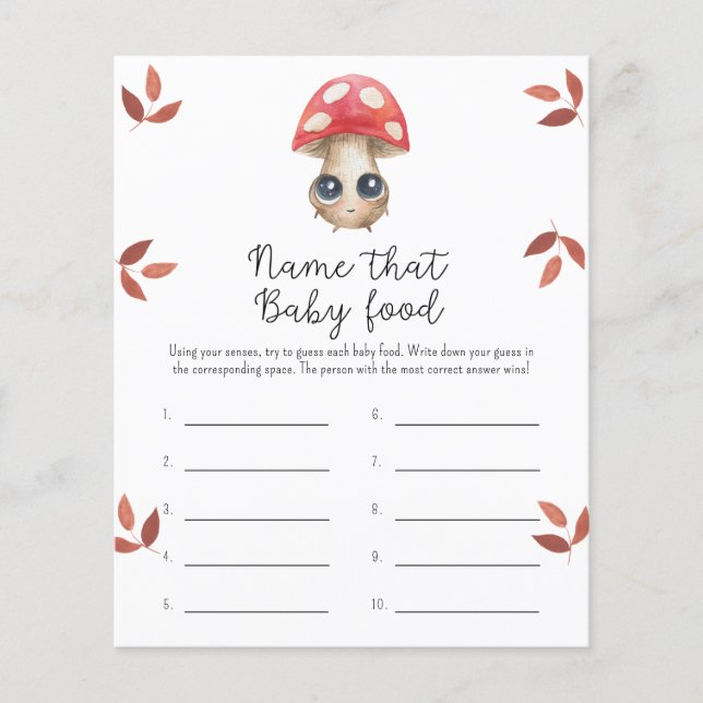 キノコの名前はベビー食品シャワーゲーム (正面)