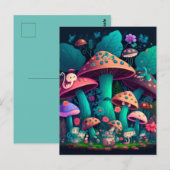 キノコの妖精たち  野原で    ポストカード (正面/裏面)