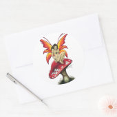 キノコの妖精のシール ラウンドシール (封筒)