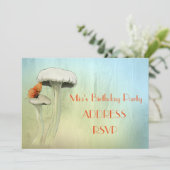 キノコの妖精の水の色の女の子の誕生日パーティー 招待状 (スタンド正面)