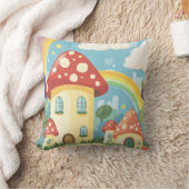 キノコの家と虹12 クッション (ブランケット)