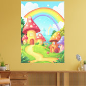 キノコの家と虹 キャンバスプリント (インサイチュ (リビング))