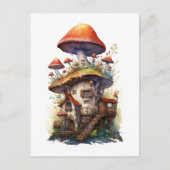 キノコの家の多くの階赤と白 ポストカード (正面)