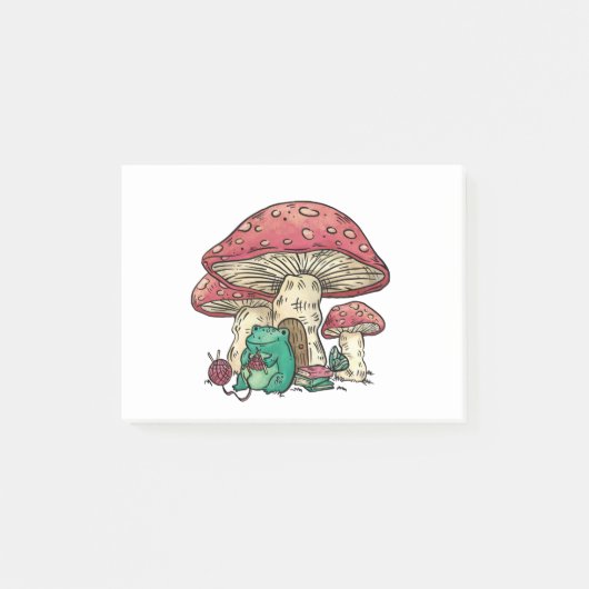キノコの家を持つハタガエル ポストイット (正面)