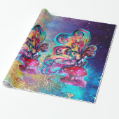 キノコの小小妖精や小人-魔法バタフライ植物 ラッピングペーパー (アンロールド)