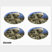 キノコの岩のカラー写真 楕円形シール (シート)