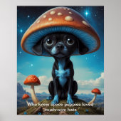 キノコの帽子と子犬の手：銀河のおもしろい ポスター (正面)