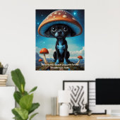 キノコの帽子と子犬の手：銀河のおもしろい ポスター (ホームオフィス)