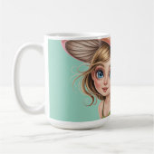 キノコの帽子を持つ森の妖精のイラスト コーヒーマグカップ (左)